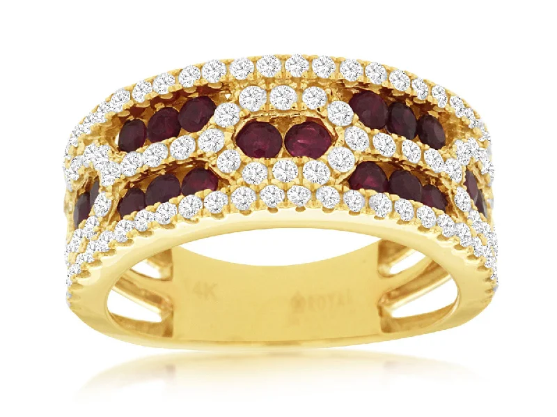 Most Resilient Rings-14k Yellow Gold Ruby and Diamond Band