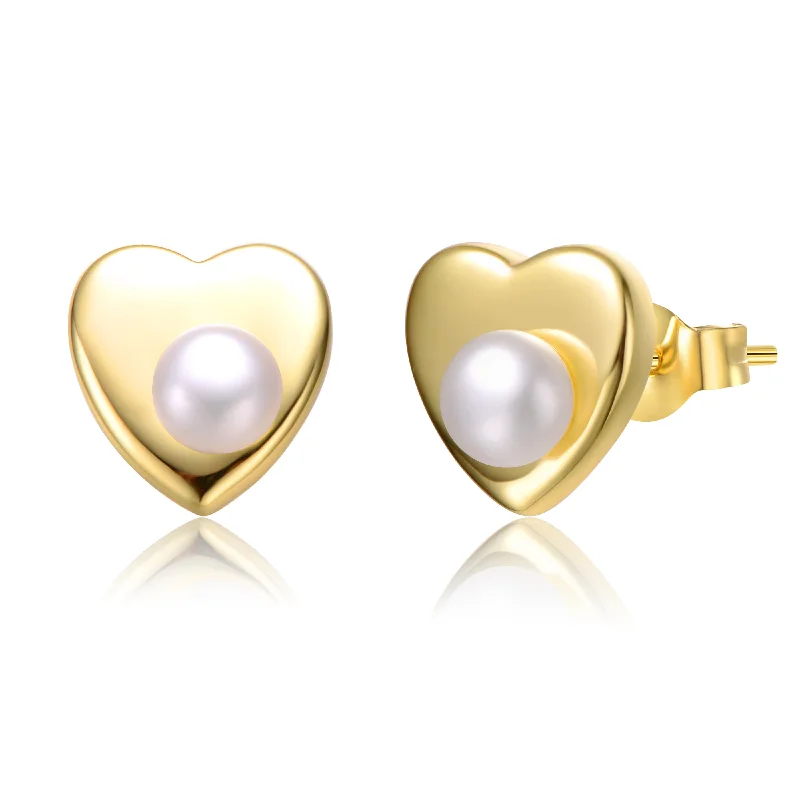 Earrings For Newborns-Noelle Pearl Heart Stud Earrings