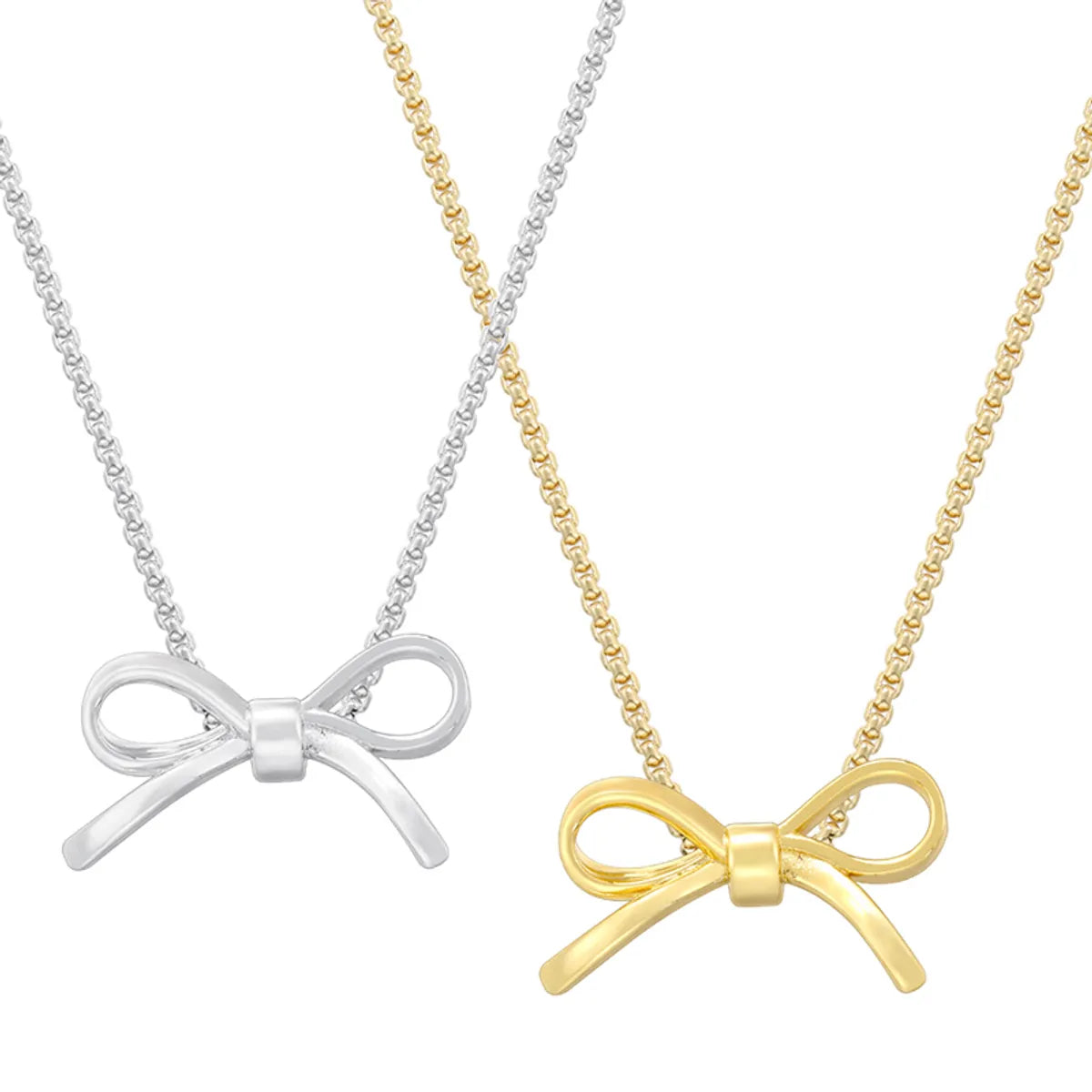 Necklaces For Pal Gifts-Brass 18K Gold Plated Casual Simple Style Classic Style Bow Knot Necklace