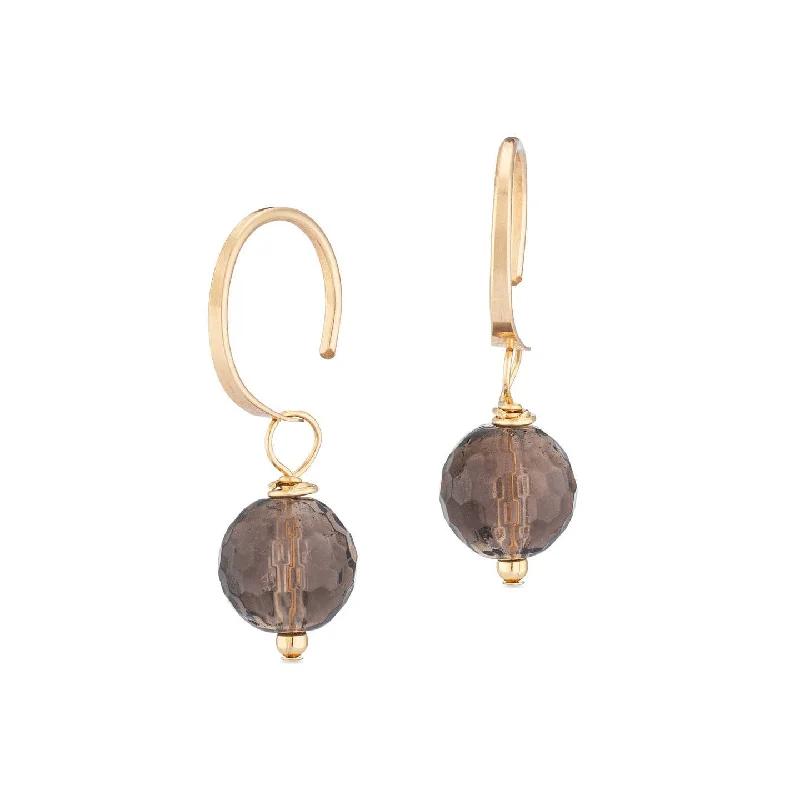 Earrings For Full Days-ella huggie hoops with smoky quartz