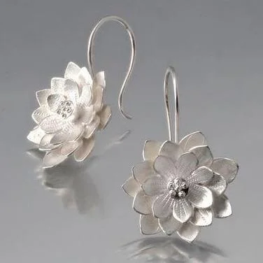 Earrings For Joyful Moments-Lotus Sterling Silver Loop Earrings