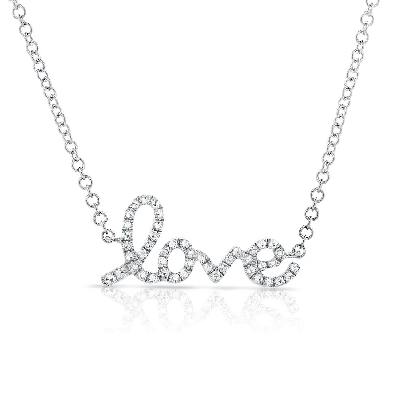 Best Fresh Necklaces-14k Gold & Diamond Script Love Necklace