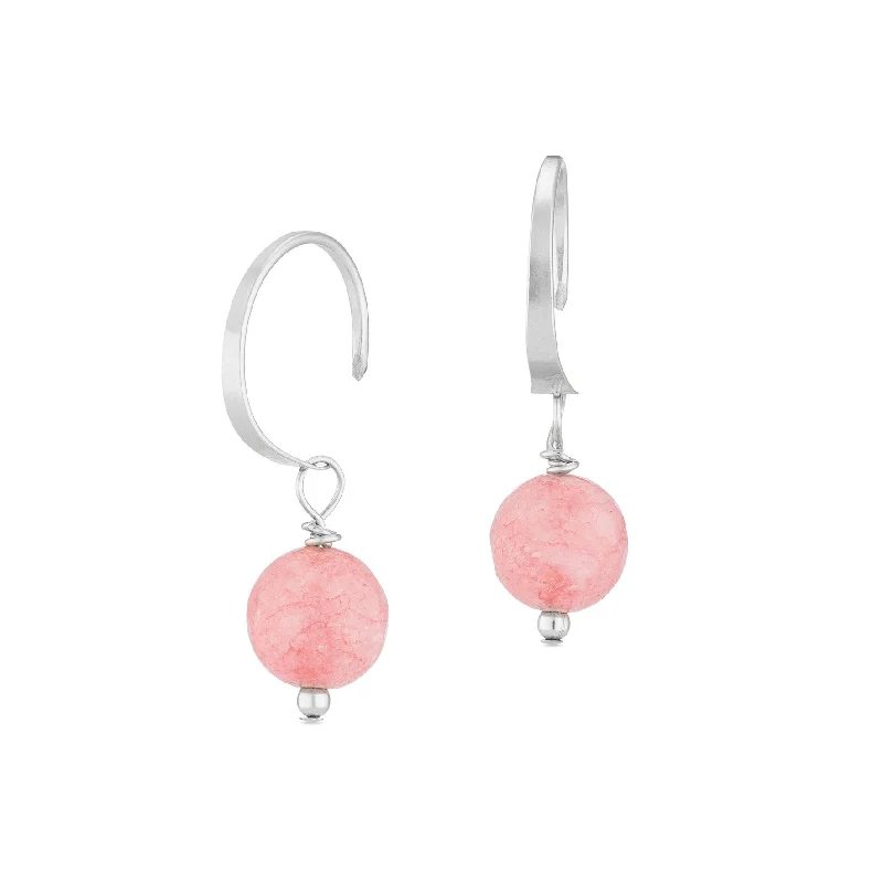 Earrings For Calm Souls-ella huggie hoops with pink jade