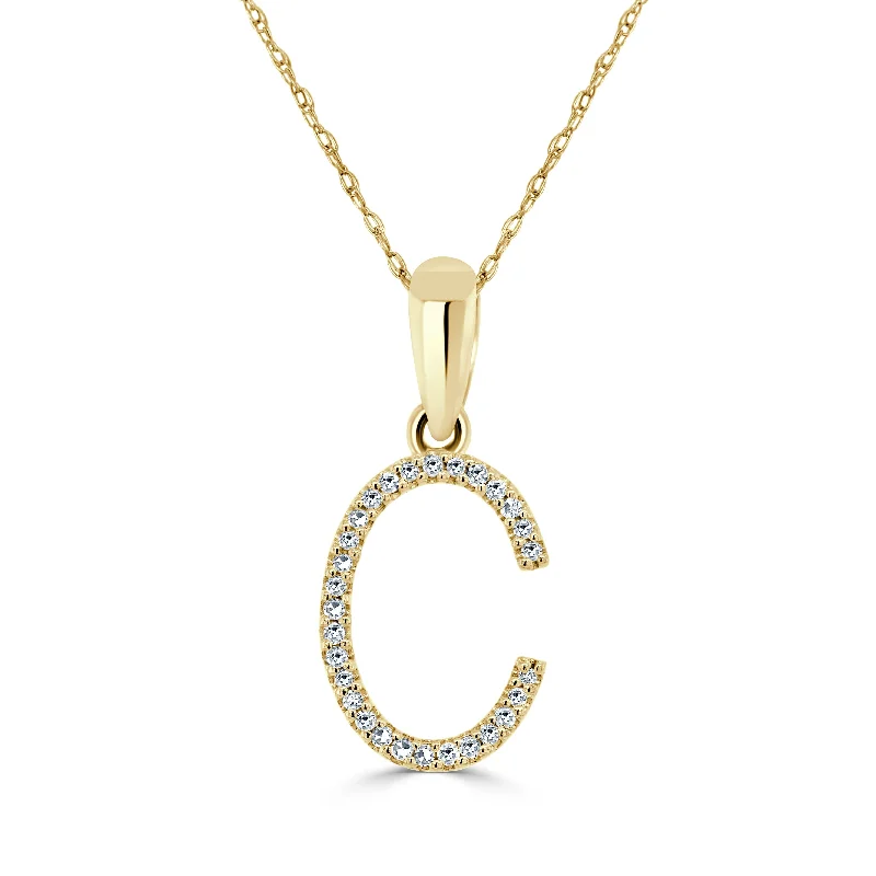 Necklaces Form Guide-14k Yellow Gold & Diamond Initial Necklace