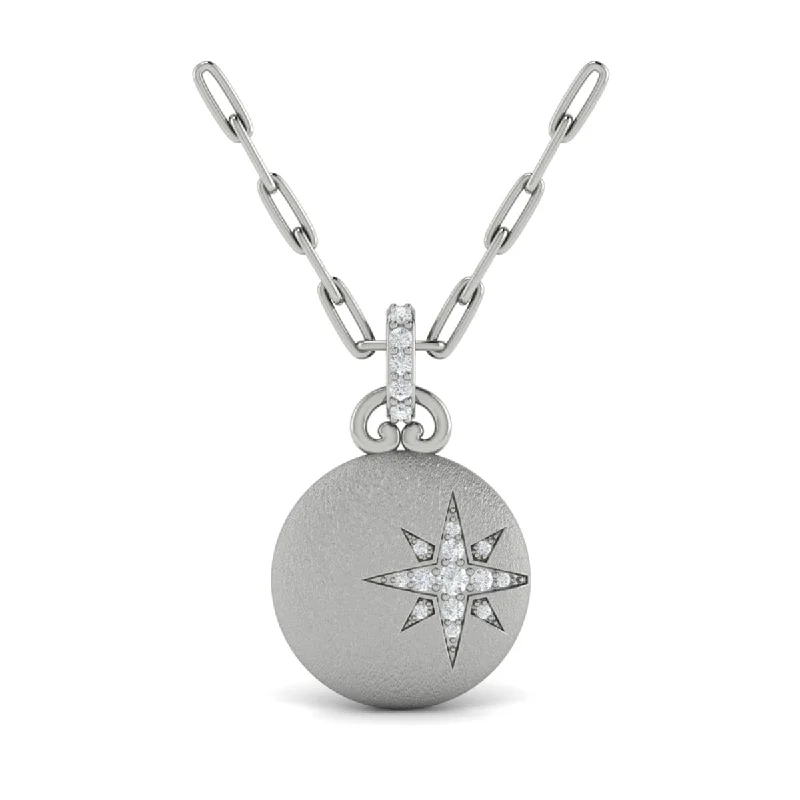 Necklaces Hang Options-Diamond Star Pendant Link Necklace