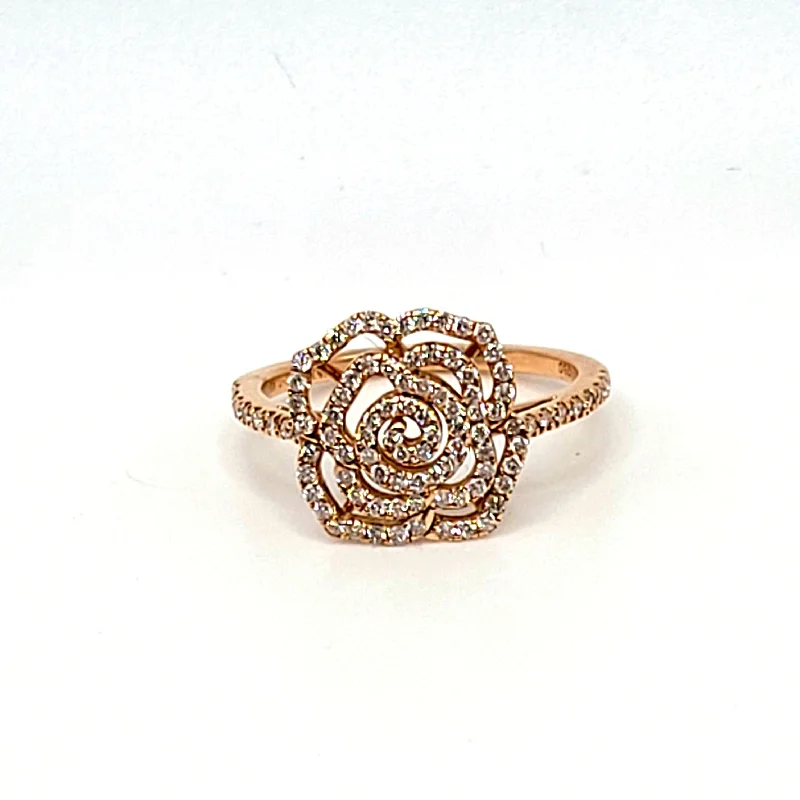 Rings For Sultry Days-18k Rose Gold Diamond Rose Ring