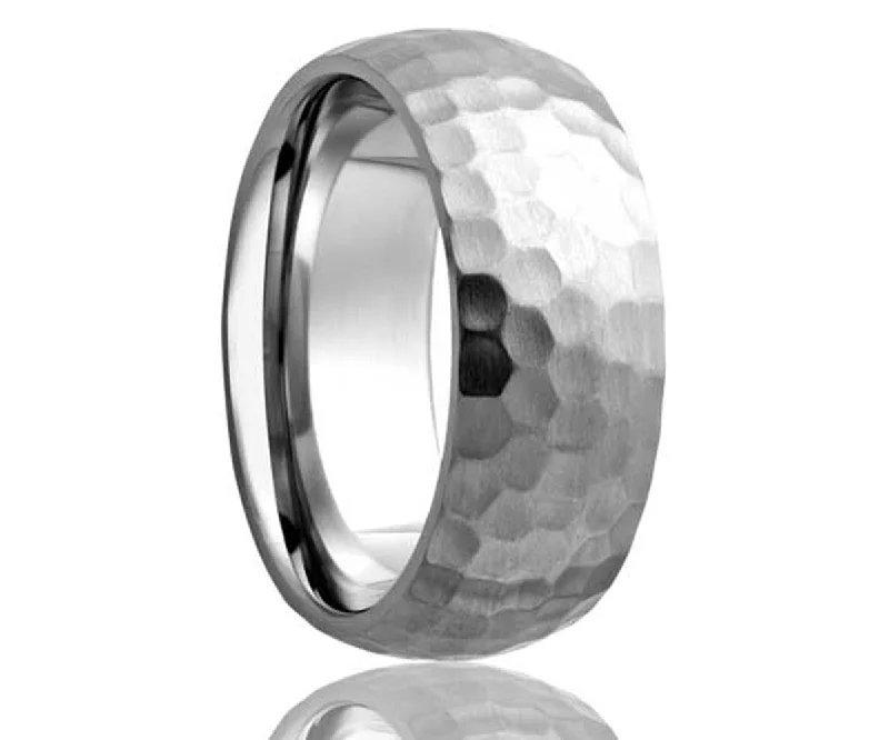 Rings For Vivid Shine-Cobalt Dome Hammer Finish Ring