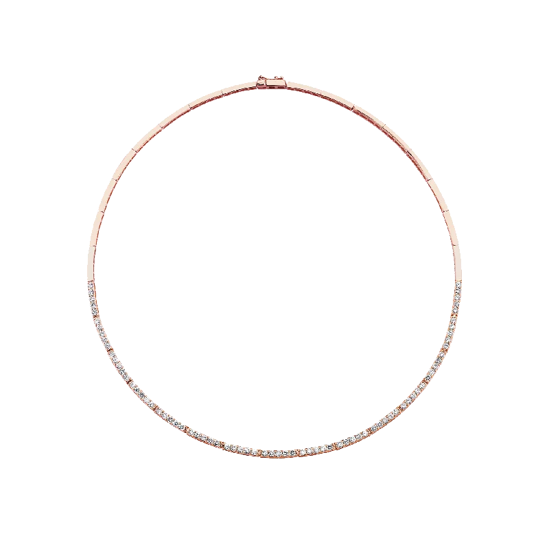 Necklaces Deal Tips-Crescent Eternity Necklace - White Diamond / 14k Rose Gold