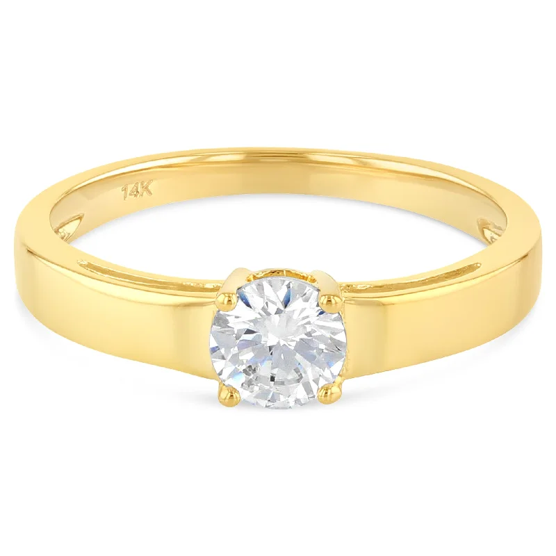 Rings For Lively Throngs-14K Gold  0.75 Round Cut CZ Wedding Engagement Ring