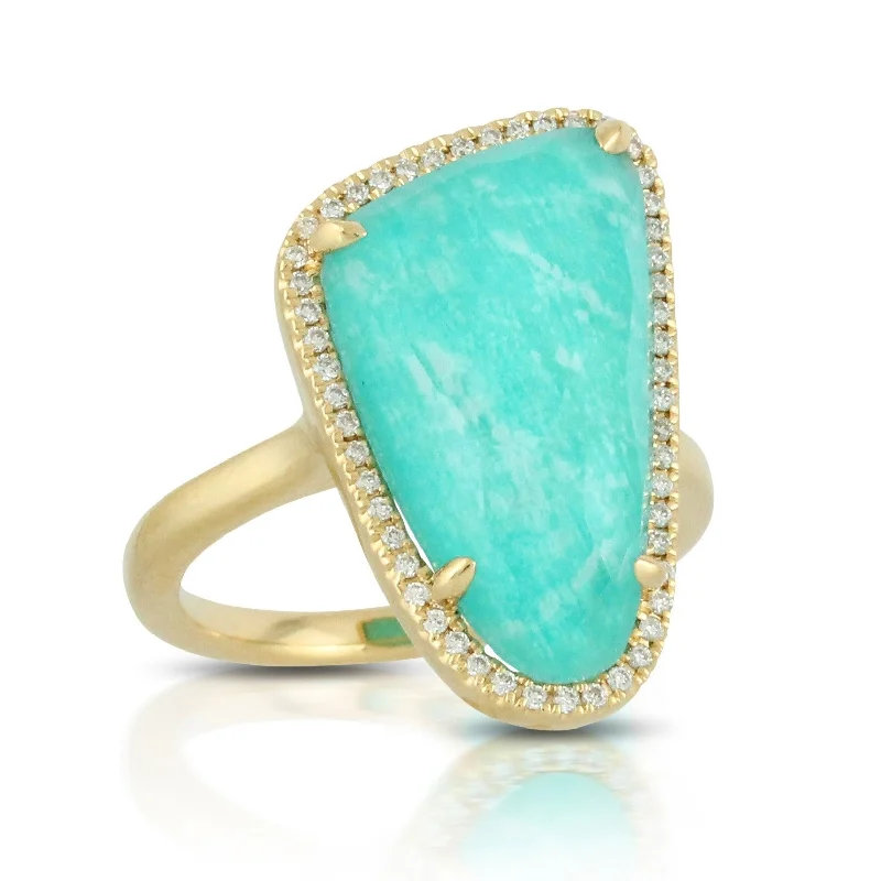 Rings For Tea Rituals-Amazonite and Diamond Ring