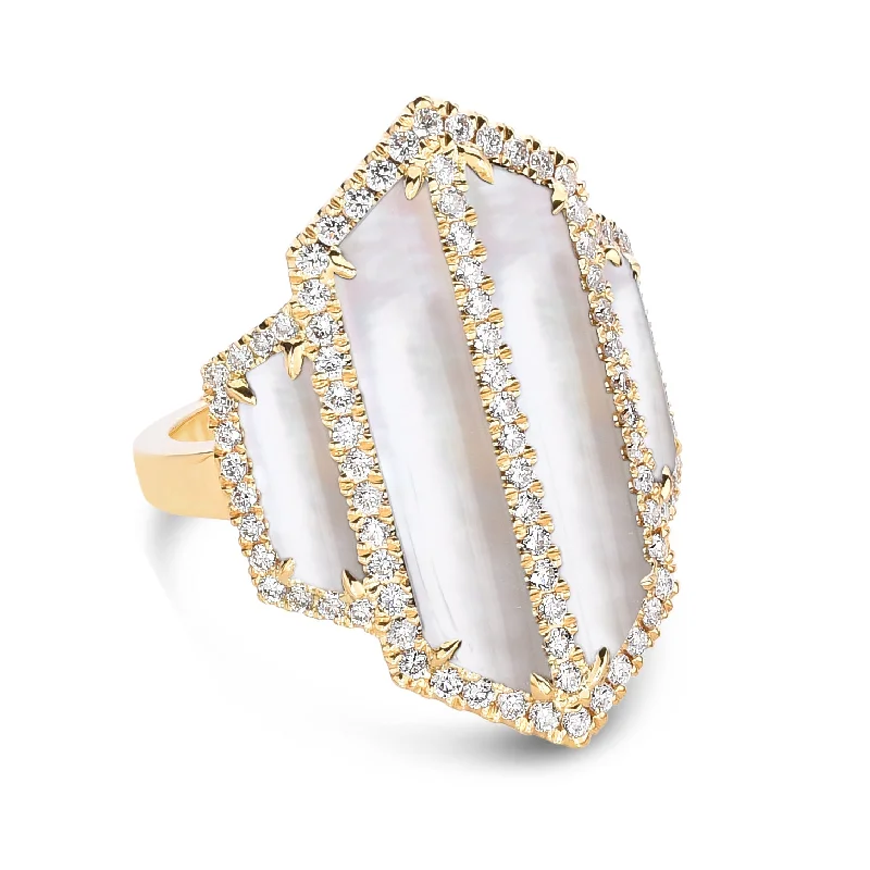 Rings Gleam Ratings-Mother of Pearl and Diamond Ring