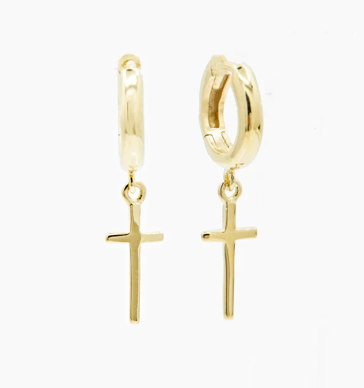 Best Mute Earrings-Cross Huggie Earrings