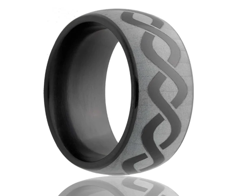 Rings For Loud Spark-Black Laser Engraved Infinity Ceramic Ring