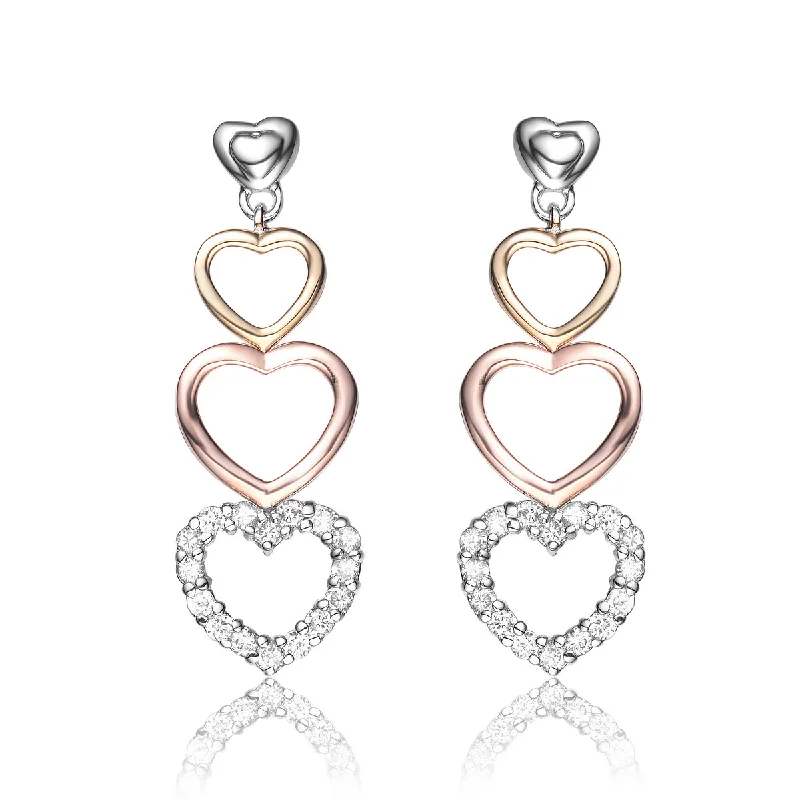 Earrings For Small Meets-Monique Tri Color Heart Shape Drop Earrings