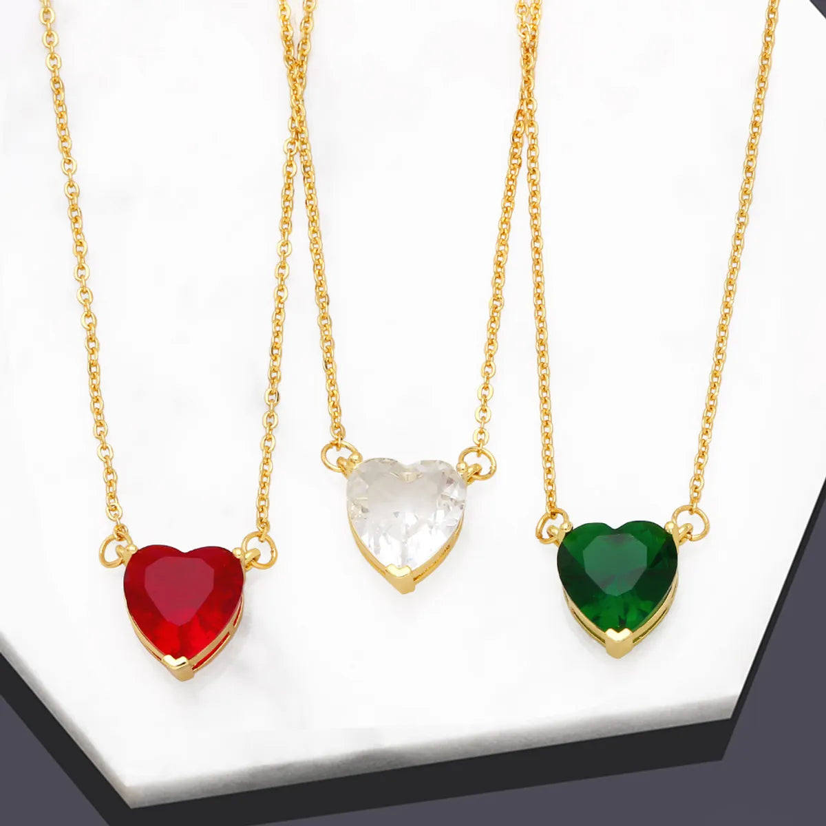 Necklaces Make Reviews-Fashion Heart Shape Copper Gold Plated Zircon Pendant Necklace 1 Piece