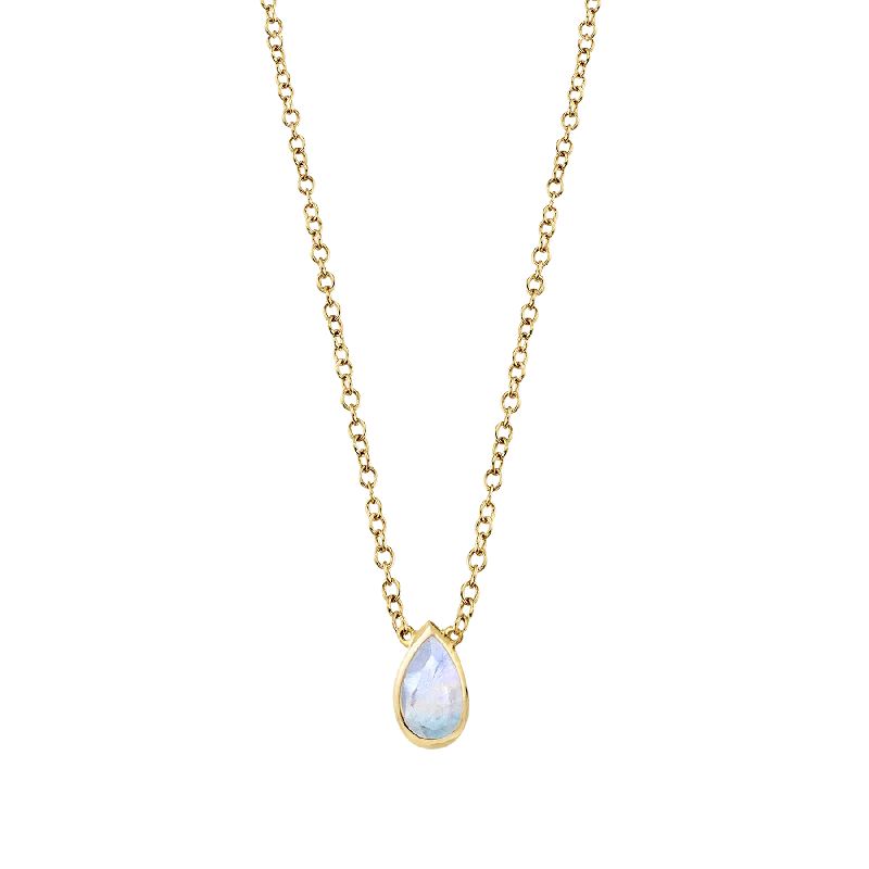 Necklaces For Toe Rings-Teardrop Necklace - Moonstone / 14k Yellow Gold