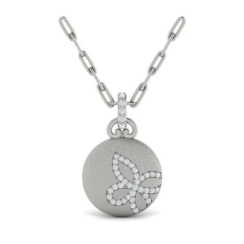 Necklaces For Stage Nights-Diamond Butterfly Pendant Link Necklace