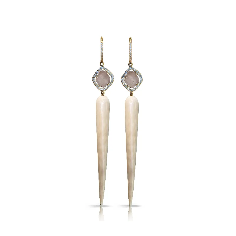 Earrings For Gentle Ears-14k Tear Drop Tusk Earrings