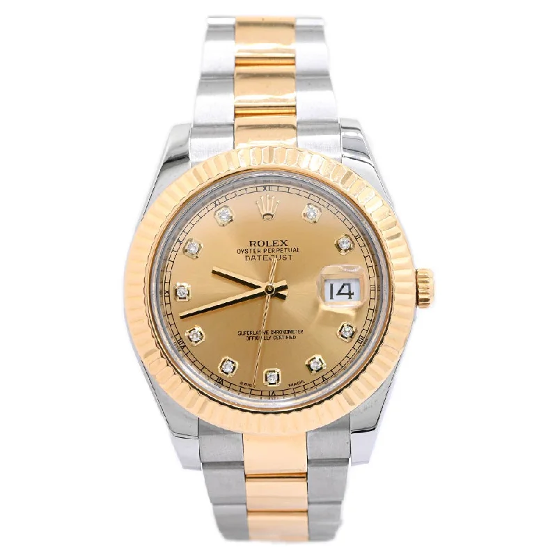 Watches For Flat Glow-Rolex Datejust 41mm Champagne Dial Watch Ref# 116333