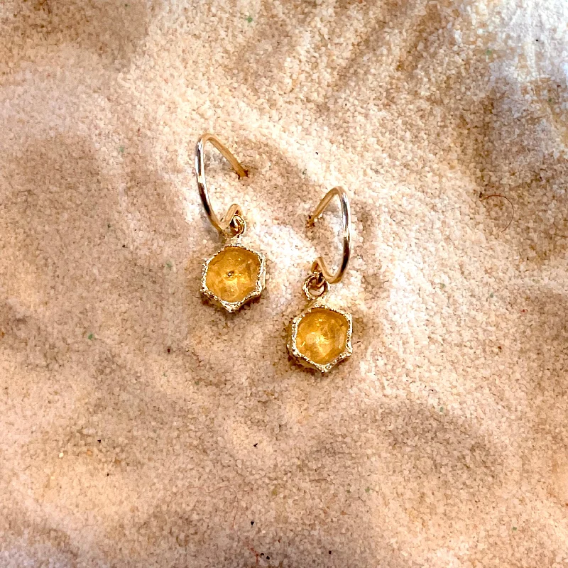 Earrings For High Glow-Honeycomb 14K Gold Frech Hook Earrings