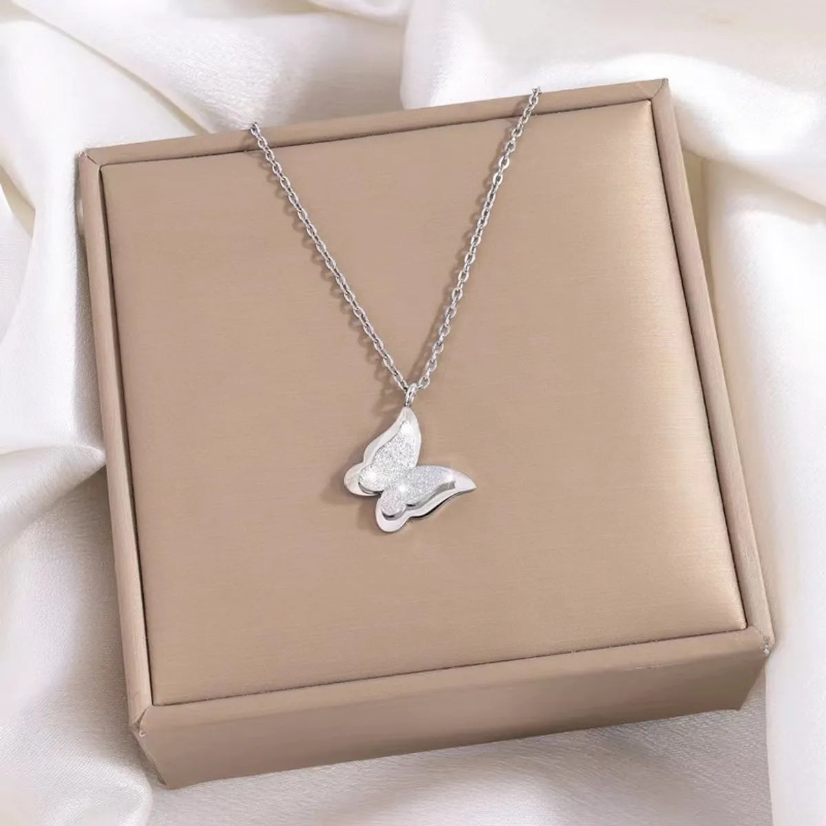 Pure Necklaces For Charm-304 Stainless Steel Simple Style Classic Style Butterfly Pendant Necklace