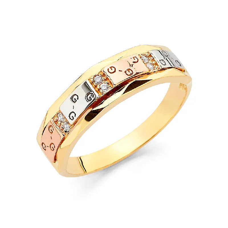 Rings For Cosmic Trends-14K Solid Gold CZ GGG Women's Wedding Band