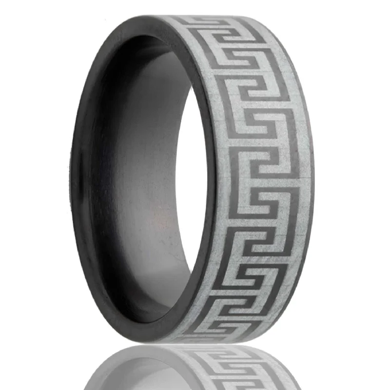 Rings For Slim Spark-Flat Zirconium Band with a Laser Pattern