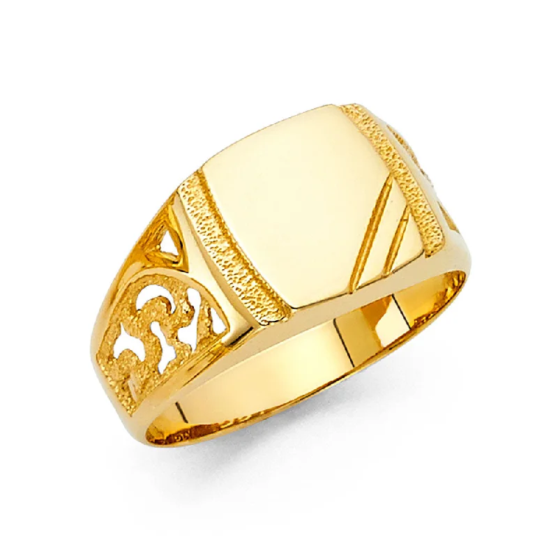 Rings For Solo Gleam-14K Solid Gold Men's Statement Ring