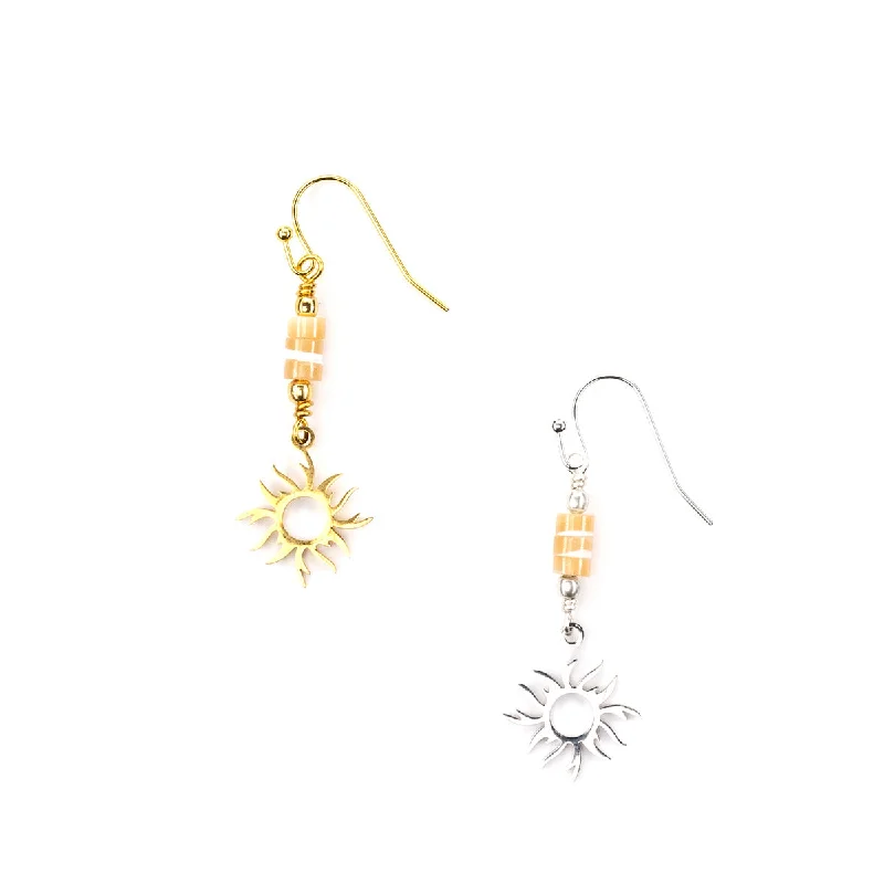 Earrings With Flat Edges-El Farol Gemstone and Sun Charm Earring