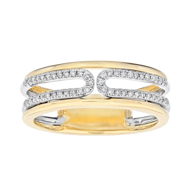 Rings For Arid Hours-14k Two-Tone Gold Diamond Paperclip Band