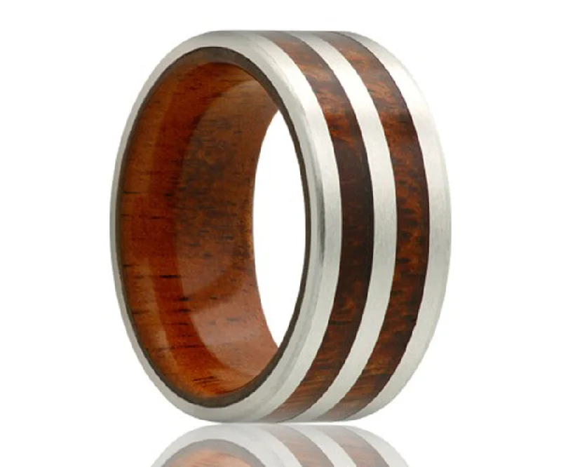 Choice Rings For Peaceful Charm-Cobalt Double Row Koa Wood Ring