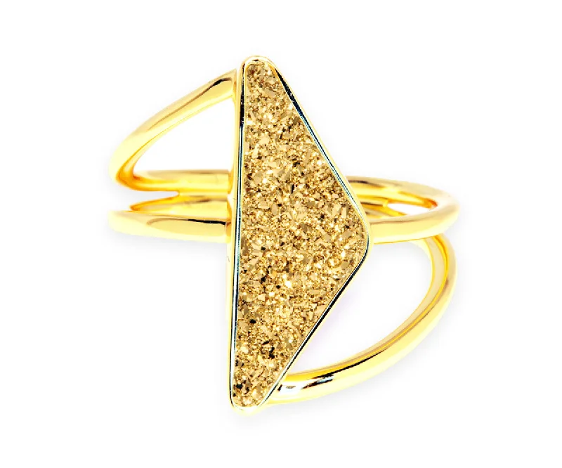 Rings For Toddler Fingers-Double Twist 18K Gold Druzy Ring