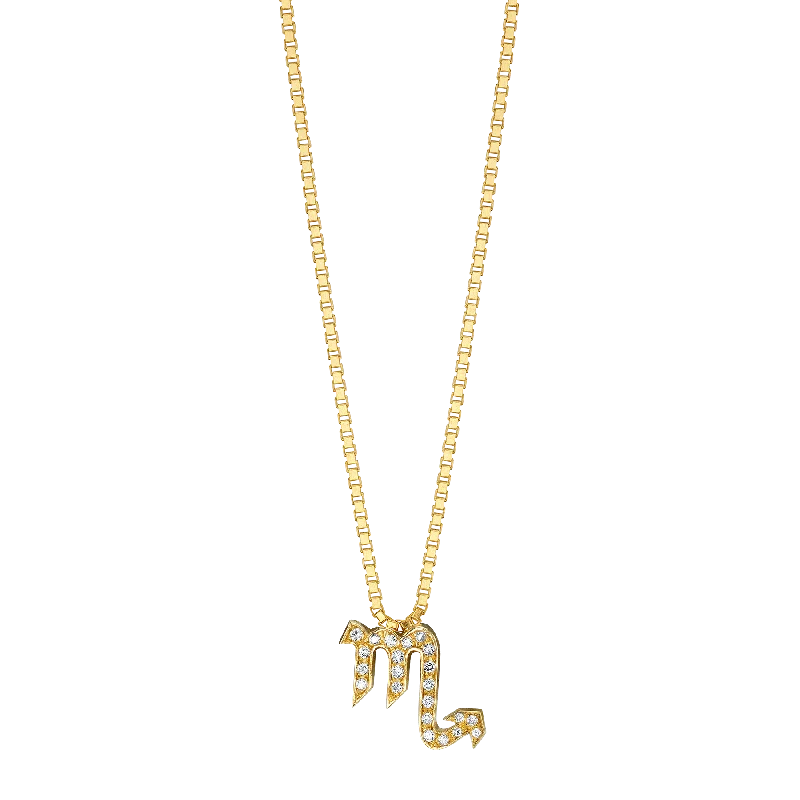 Calm Necklaces For Peace-Zodiac Station Necklace - White Diamond / 14k Yellow Gold