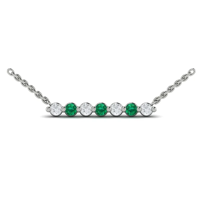 Necklaces For Mix Tones-Diamond and Emerald  Bar Necklace