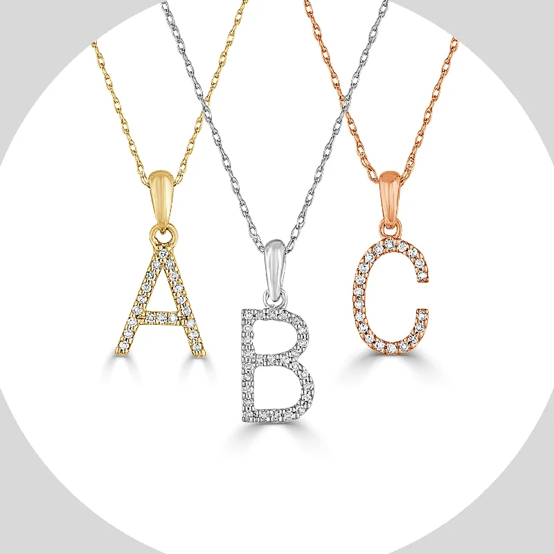 Necklaces For Quiet Glow-14k Gold & Diamond Initial A-Z Necklace Pendant 16-18" Inches