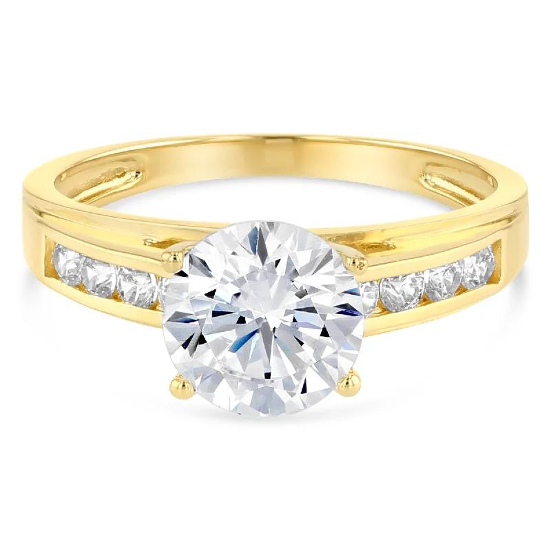 Pristine Rings For Clarity-14K Solid Gold 1.5 Ct. Round Cut Solitaire CZ Wedding Engagement Ring