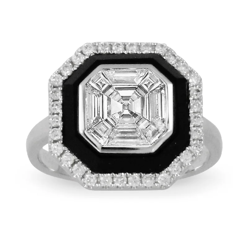 Rings Contour Ranges-Black Onyx and Diamond Ring