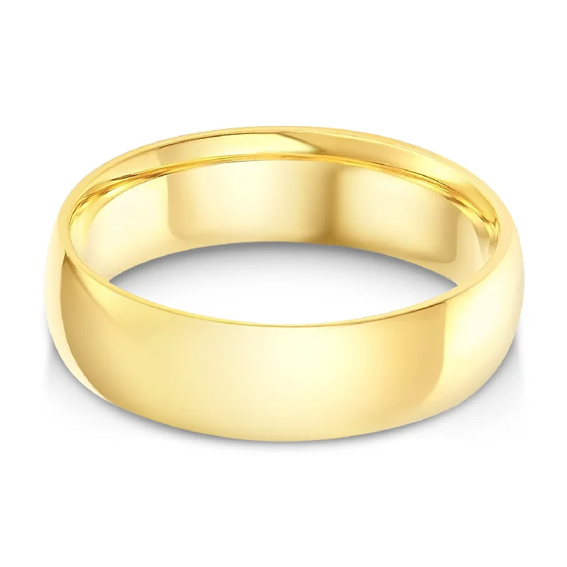 Best Silent Rings-14k Solid Gold 6mm Plain Comfort Fit Wedding Band