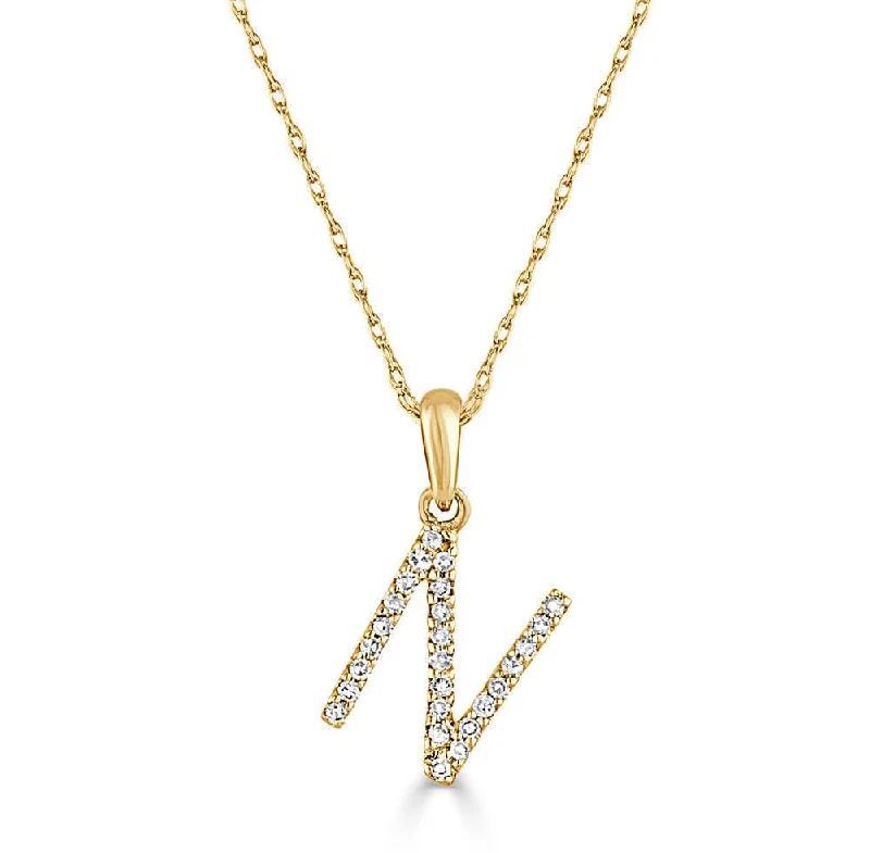 Necklaces For Toe Rings-14k Gold & Diamond Initial Necklace - N