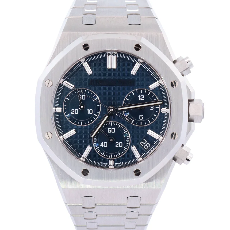 Watches For Link Bands-Audemars Piguet Royal Oak 41mm Blue Dial Watch Ref# 26240ST.OO.1320ST.05