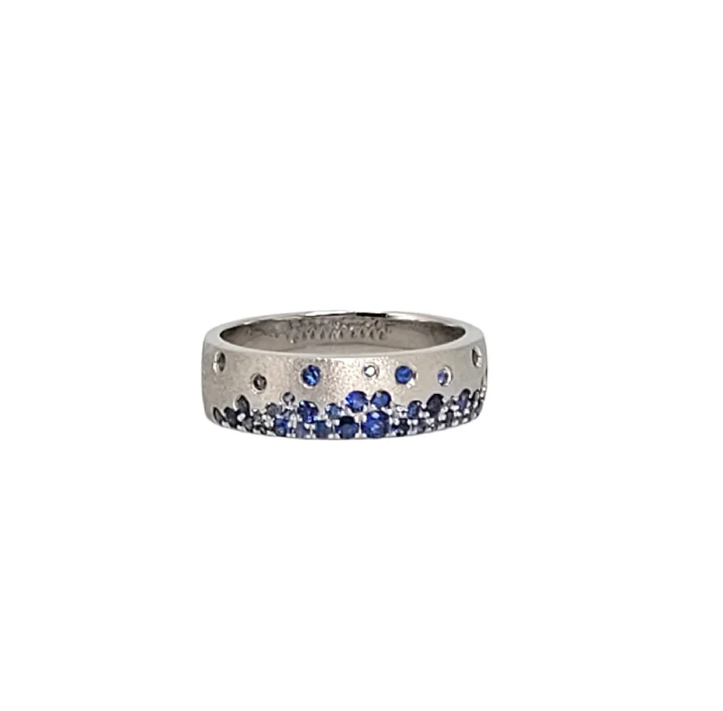 Rings For Hybrid Gleam-Dilamani 14k White Gold and Sapphire "Confetti" Ring