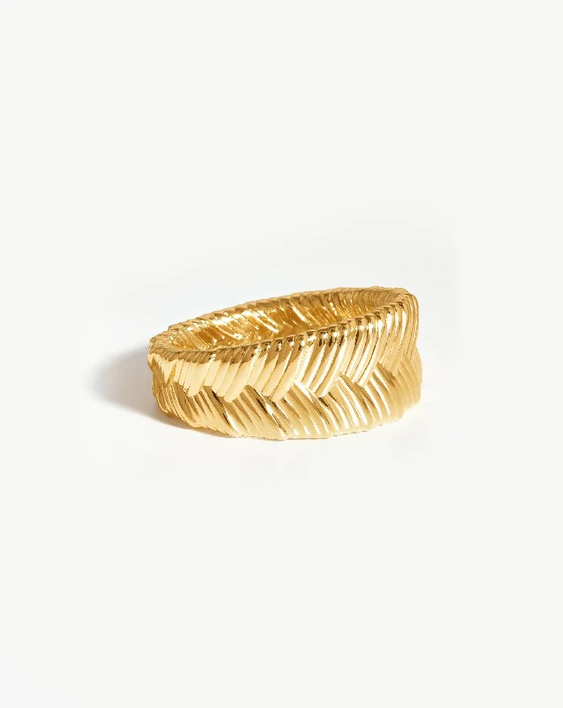 Rings For Enduring Spirits-Wide Braid Ring | 18ct Gold Plated