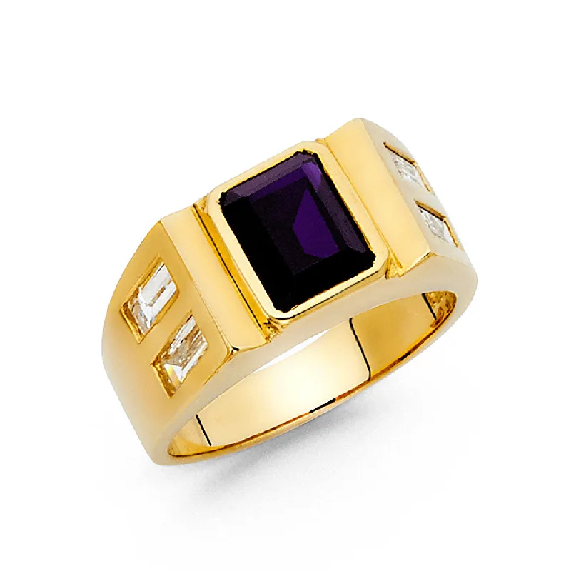 Rings Viral Treasures-14K Solid Gold 10MM CZ Men's Ring