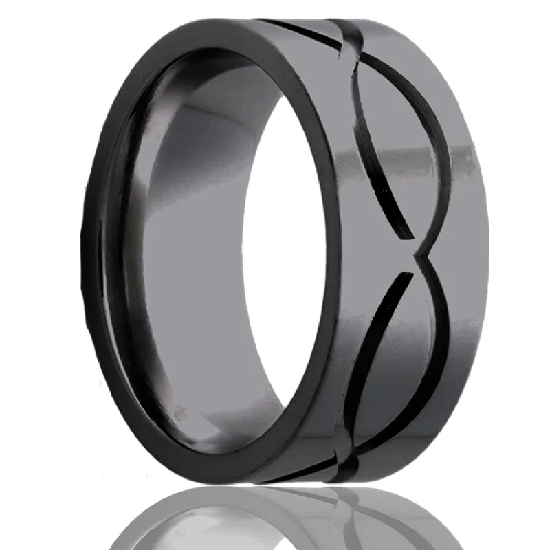 Rings For Sultry Days-Flat Zirconium Ring with A Milled Pattern