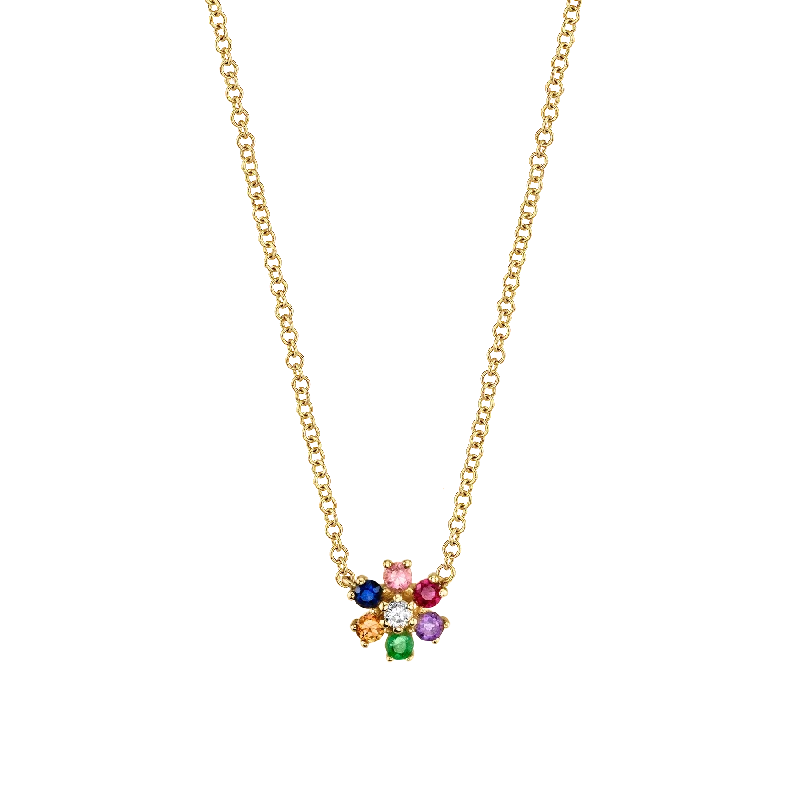 Necklaces For Snow Shine-Mini Flower Necklace - Rainbow / 14k Yellow Gold