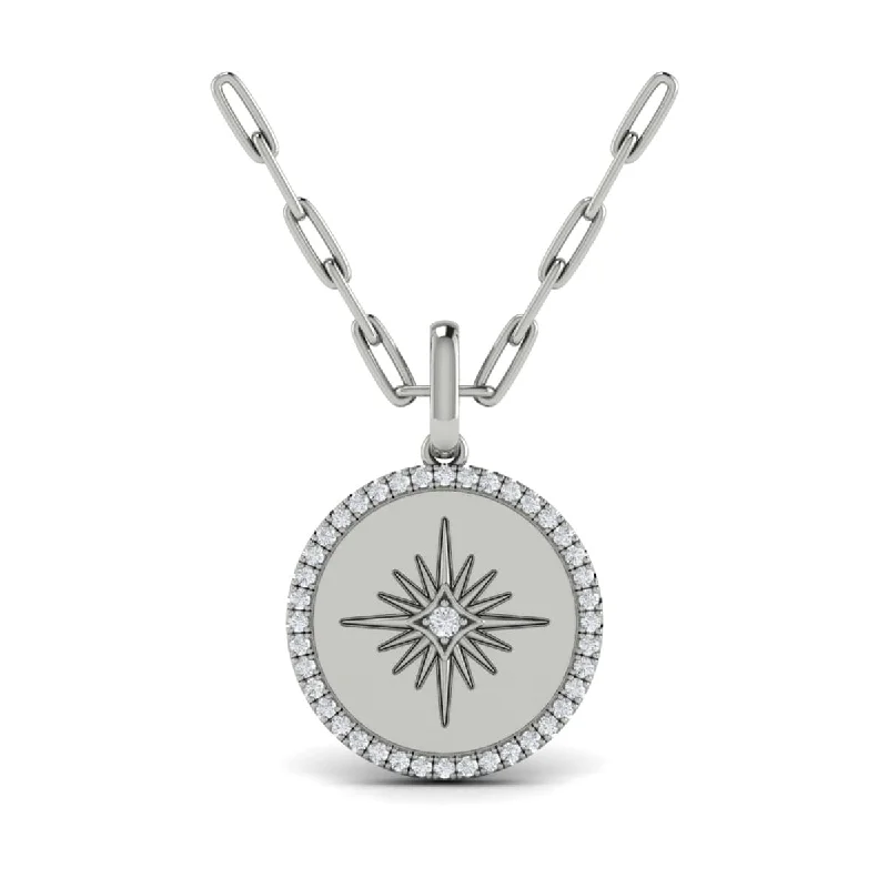 Necklaces For Wee Ones-Center Starburst Diamond and Bezel Pendant Necklace