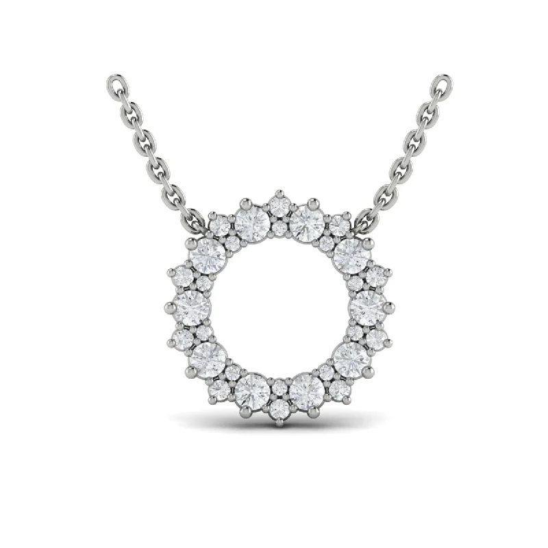 Necklaces Coat Types-Diamond Open Starburst Circle Pendant Necklace