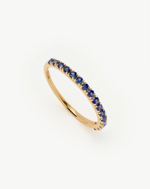 Rings Promise Notes-Fine Half Sapphire Eternity Ring | 14ct Solid Gold/Sapphire