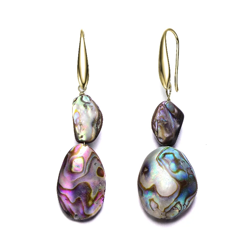 Earrings For Mild Tones-Océan Abalone Oval Drop Earrings