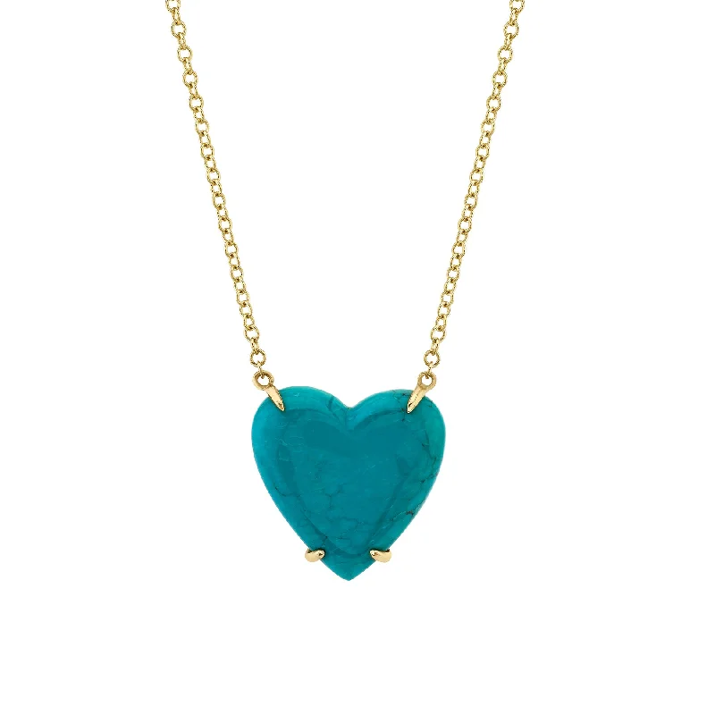 Necklaces For Coat Glow-Go To Heart Necklace - Turquoise / 14k Yellow Gold